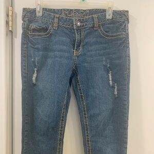 4/$15 Medium Blue Distressed Ankle Jeans